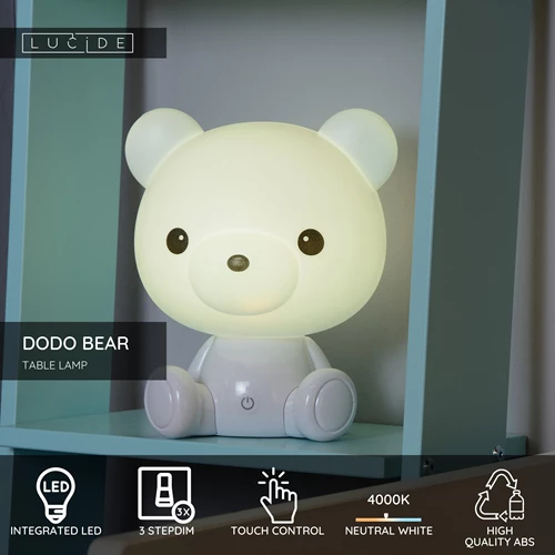 Lucide DODO BEAR - Table lamp Children- LED 3 StepDim - 1x3W 4000K - White - USP